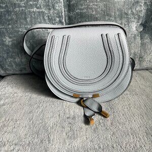 Chloe Marcie Mini Leather Saddle Bag - Shady Blue